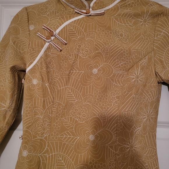 NWT Gold qipao / midi cheongasm small - Picture 3 of 6